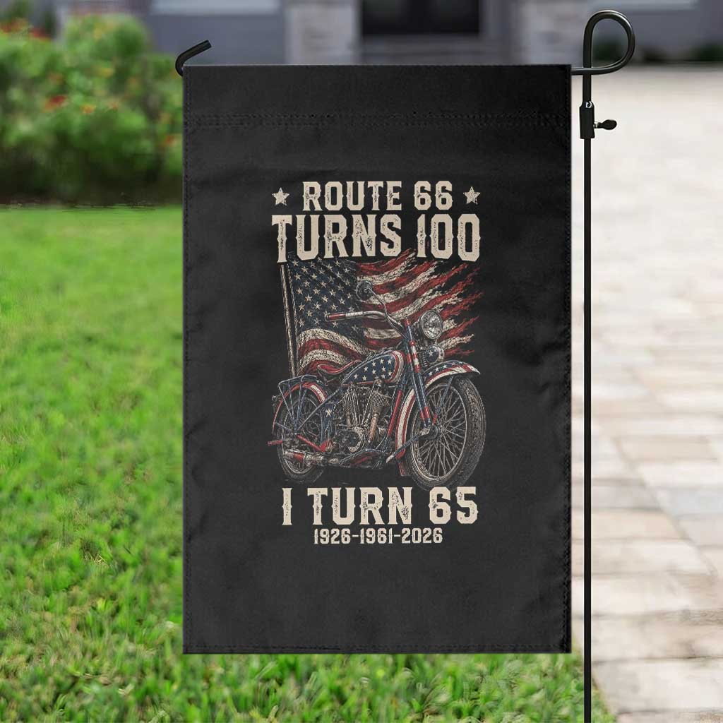 Route Highway 66 Turns 100 I Turn 65 Garden Flag Vintage 1961 American Classic V-Twin Motorcycle Lover 65th Birthday Gift