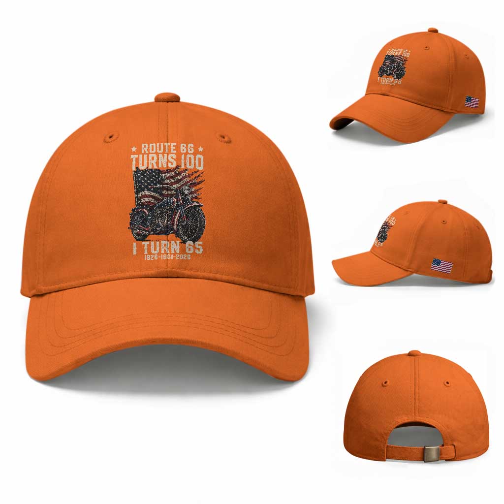 Route Highway 66 Turns 100 I Turn 65 Baseball Cap Vintage 1961 American Classic V-Twin Motorcycle Lover 65th Birthday Gift
