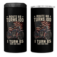 Route Highway 66 Turns 100 I Turn 65 4 in 1 Can Cooler Tumbler Vintage 1961 American Classic V-Twin Motorcycle Lover 65th Birthday Gift