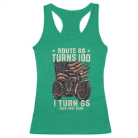 Route Highway 66 Turns 100 I Turn 65 Racerback Tank Top Vintage 1961 American Classic V-Twin Motorcycle Lover 65th Birthday Gift