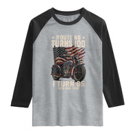 Route Highway 66 Turns 100 I Turn 65 Raglan Shirt Vintage 1961 American Classic V-Twin Motorcycle Lover 65th Birthday Gift