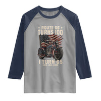 Route Highway 66 Turns 100 I Turn 65 Raglan Shirt Vintage 1961 American Classic V-Twin Motorcycle Lover 65th Birthday Gift