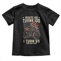 Route Highway 66 Turns 100 I Turn 65 Toddler T Shirt Vintage 1961 American Classic V-Twin Motorcycle Lover 65th Birthday Gift