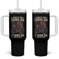 Route Highway 66 Turns 100 I Turn 65 Tumbler With Handle Vintage 1961 American Classic V-Twin Motorcycle Lover 65th Birthday Gift