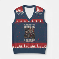 Route Highway 66 Turns 100 I Turn 60 V-Neck Knit Sweater Vest Vintage 1966 American Classic V-Twin Motorcycle Lover 60th Birthday Gift