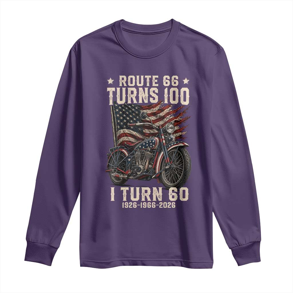 Route Highway 66 Turns 100 I Turn 60 Long Sleeve Shirt Vintage 1966 American Classic V-Twin Motorcycle Lover 60th Birthday Gift