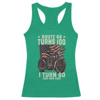Route Highway 66 Turns 100 I Turn 60 Racerback Tank Top Vintage 1966 American Classic V-Twin Motorcycle Lover 60th Birthday Gift