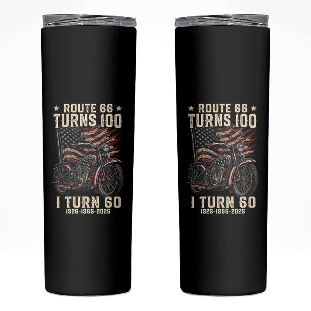 Route Highway 66 Turns 100 I Turn 60 Skinny Tumbler Vintage 1966 American Classic V-Twin Motorcycle Lover 60th Birthday Gift