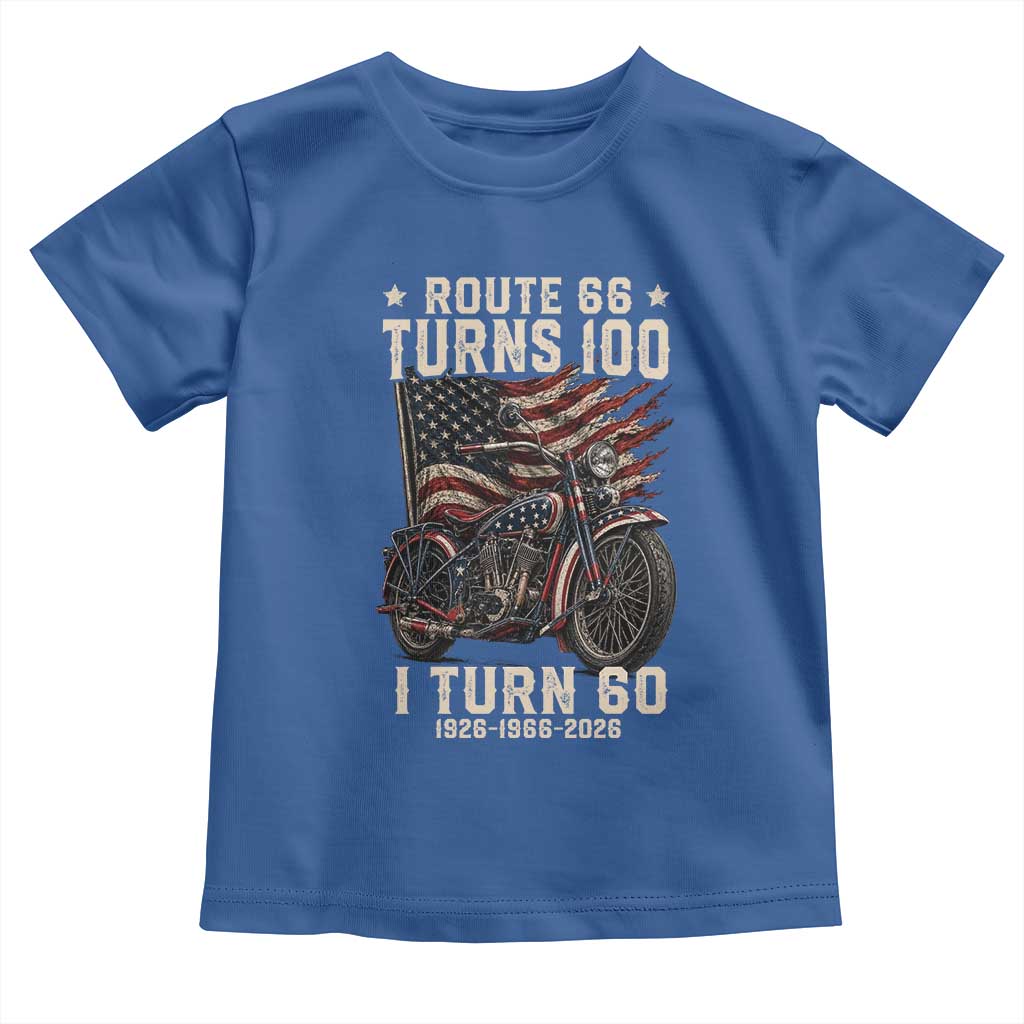 Route Highway 66 Turns 100 I Turn 60 Toddler T Shirt Vintage 1966 American Classic V-Twin Motorcycle Lover 60th Birthday Gift