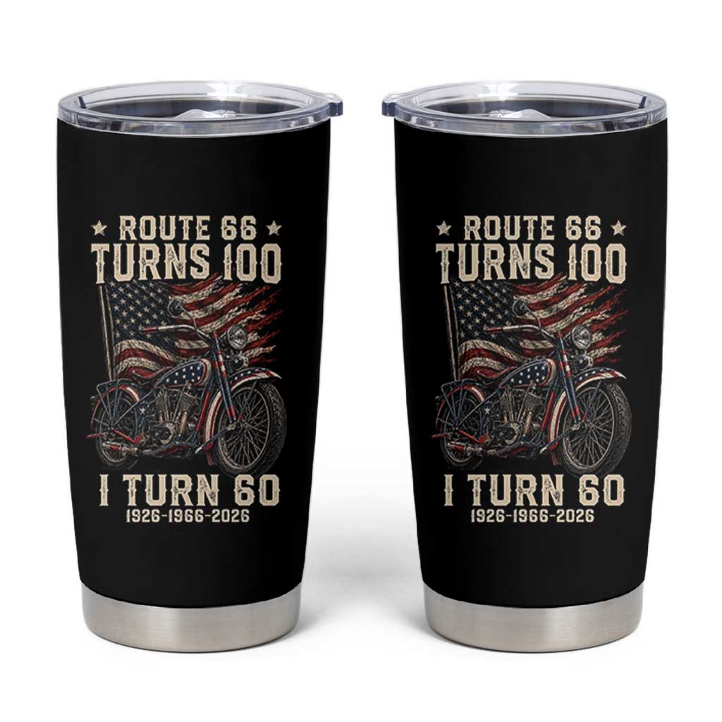 Route Highway 66 Turns 100 I Turn 60 Tumbler Cup Vintage 1966 American Classic V-Twin Motorcycle Lover 60th Birthday Gift