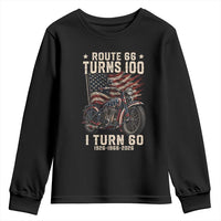 Route Highway 66 Turns 100 I Turn 60 Youth Sweatshirt Vintage 1966 American Classic V-Twin Motorcycle Lover 60th Birthday Gift