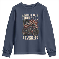 Route Highway 66 Turns 100 I Turn 60 Youth Sweatshirt Vintage 1966 American Classic V-Twin Motorcycle Lover 60th Birthday Gift
