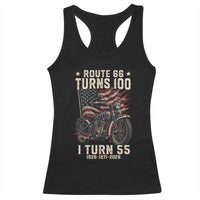 Route Highway 66 Turns 100 I Turn 55 Racerback Tank Top Vintage 1971 American Classic V-Twin Motorcycle Lover 55th Birthday Gift