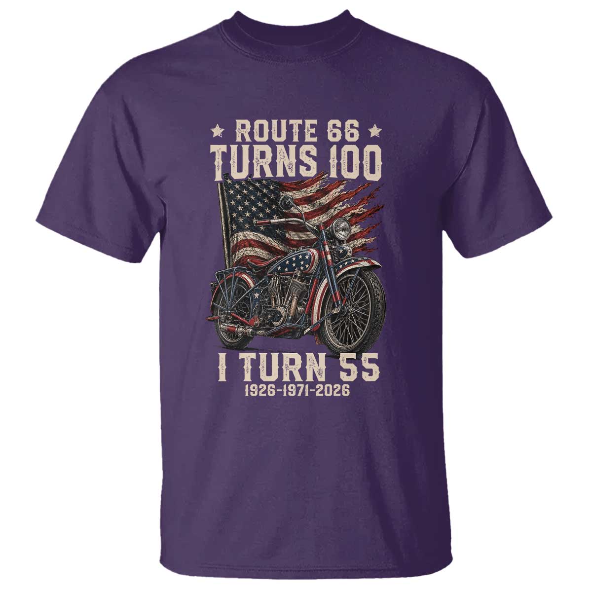 Route Highway 66 Turns 100 I Turn 55 T Shirt Vintage 1971 American Classic V-Twin Motorcycle Lover 55th Birthday Gift
