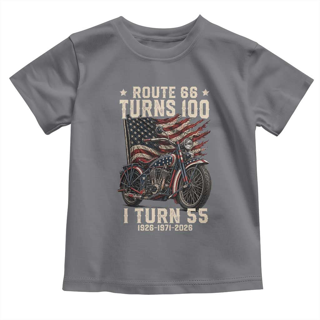 Route Highway 66 Turns 100 I Turn 55 Toddler T Shirt Vintage 1971 American Classic V-Twin Motorcycle Lover 55th Birthday Gift