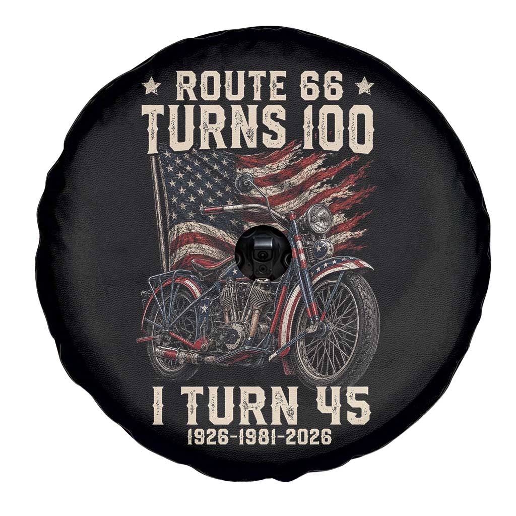 Route Highway 66 Turns 100 I Turn 45 Spare Tire Cover Vintage 1981 American Classic V-Twin Motorcycle Lover 45th Birthday Gift