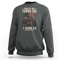 Route Highway 66 Turns 100 I Turn 45 Sweatshirt Vintage 1981 American Classic V-Twin Motorcycle Lover 45th Birthday Gift