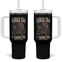 Route Highway 66 Turns 100 I Turn 45 Tumbler With Handle Vintage 1981 American Classic V-Twin Motorcycle Lover 45th Birthday Gift