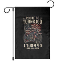 Route Highway 66 Turns 100 I Turn 40 Garden Flag Vintage 1986 American Classic V-Twin Motorcycle Lover 40th Birthday Gift