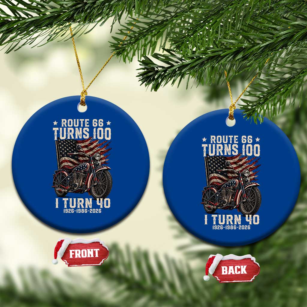 Route Highway 66 Turns 100 I Turn 40 Ceramic Ornament Vintage 1986 American Classic V-Twin Motorcycle Lover 40th Birthday Gift
