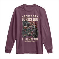 Route Highway 66 Turns 100 I Turn 40 Long Sleeve Shirt Vintage 1986 American Classic V-Twin Motorcycle Lover 40th Birthday Gift