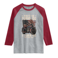 Route Highway 66 Turns 100 I Turn 40 Raglan Shirt Vintage 1986 American Classic V-Twin Motorcycle Lover 40th Birthday Gift
