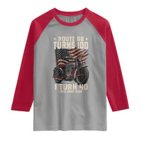 Route Highway 66 Turns 100 I Turn 40 Raglan Shirt Vintage 1986 American Classic V-Twin Motorcycle Lover 40th Birthday Gift