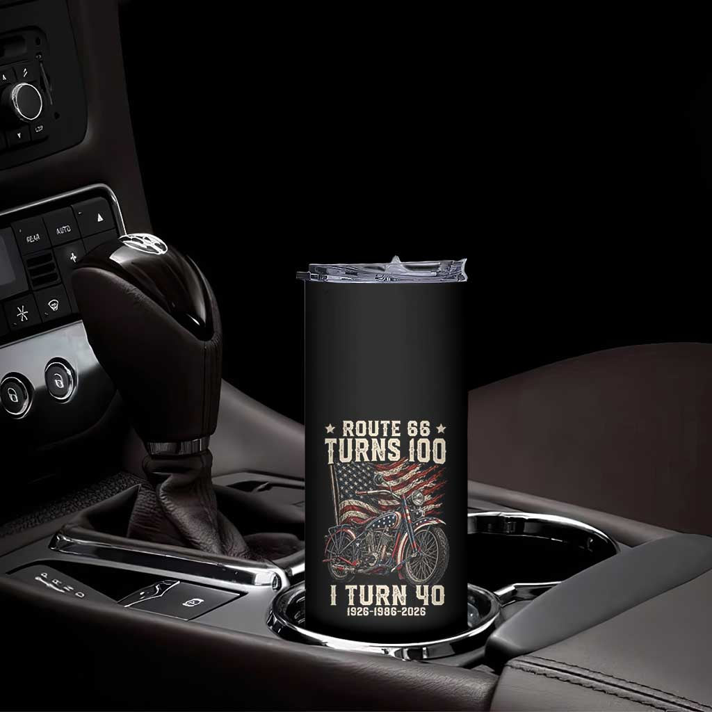 Route Highway 66 Turns 100 I Turn 40 Skinny Tumbler Vintage 1986 American Classic V-Twin Motorcycle Lover 40th Birthday Gift