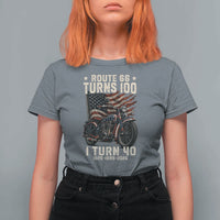 Route Highway 66 Turns 100 I Turn 40 T Shirt For Women Vintage 1986 American Classic V-Twin Motorcycle Lover 40th Birthday Gift