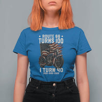 Route Highway 66 Turns 100 I Turn 40 T Shirt For Women Vintage 1986 American Classic V-Twin Motorcycle Lover 40th Birthday Gift