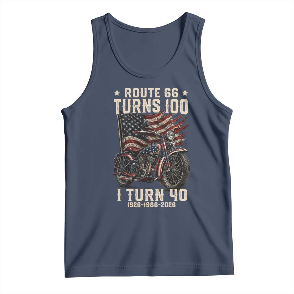 Route Highway 66 Turns 100 I Turn 40 Tank Top Vintage 1986 American Classic V-Twin Motorcycle Lover 40th Birthday Gift