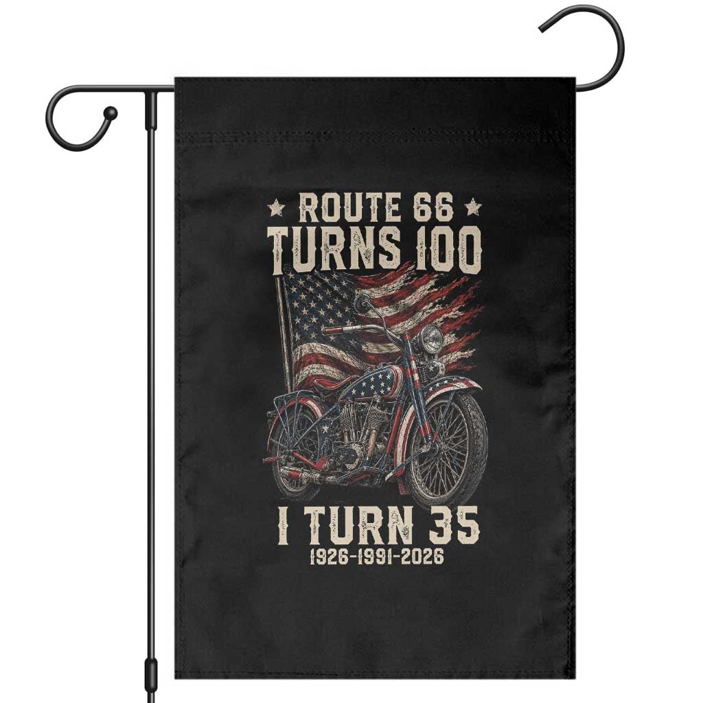 Route Highway 66 Turns 100 I Turn 35 Garden Flag Vintage 1991 American Clasic V-Twin Motorcycle Lover 35th Birthday Gift