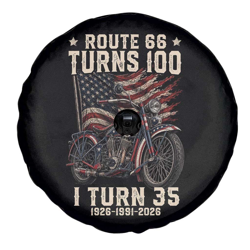 Route Highway 66 Turns 100 I Turn 35 Spare Tire Cover Vintage 1991 American Clasic V-Twin Motorcycle Lover 35th Birthday Gift