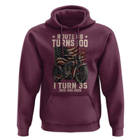 Route Highway 66 Turns 100 I Turn 35 Hoodie Vintage 1991 American Clasic V-Twin Motorcycle Lover 35th Birthday Gift