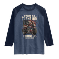 Route Highway 66 Turns 100 I Turn 35 Raglan Shirt Vintage 1991 American Clasic V-Twin Motorcycle Lover 35th Birthday Gift