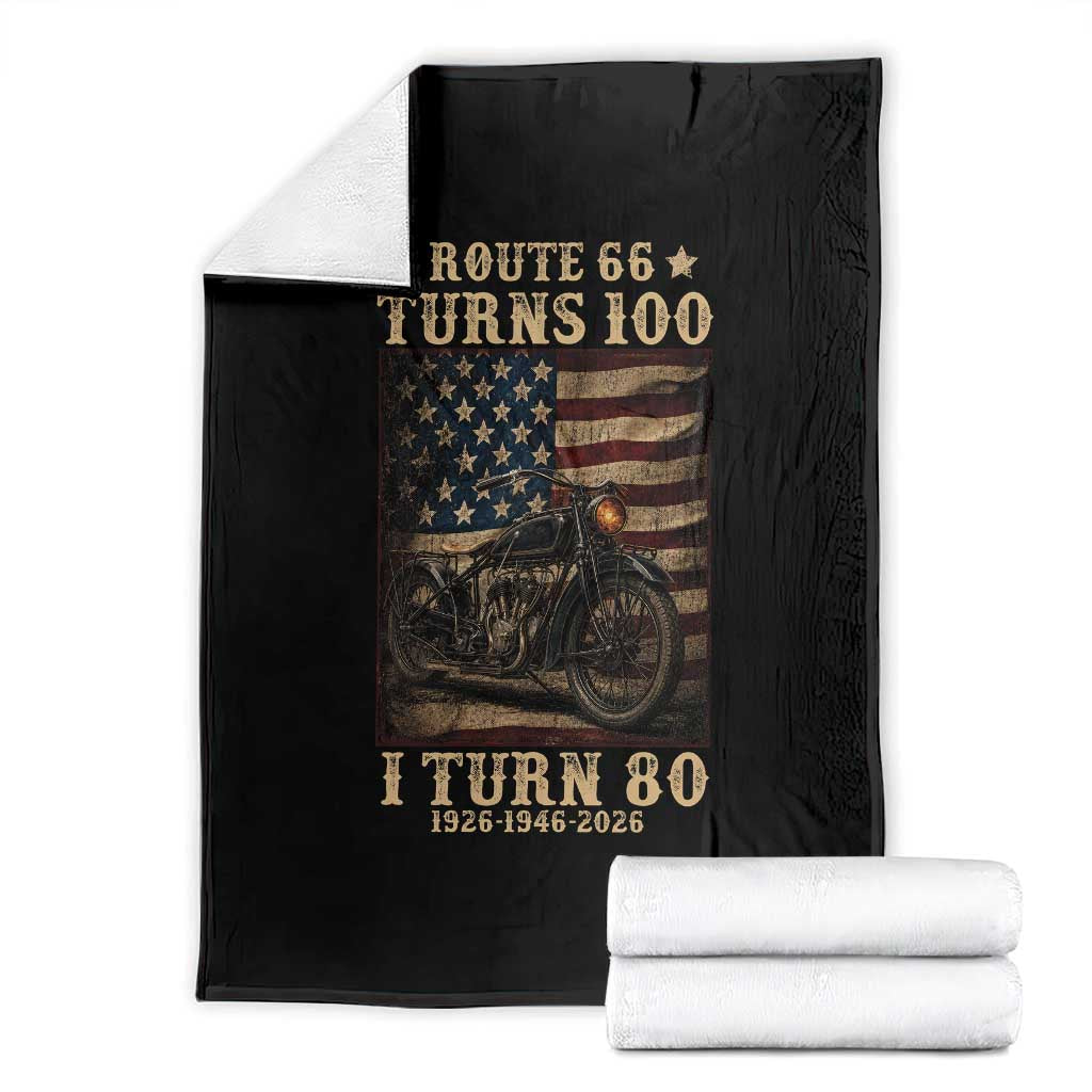 Route Highway 66 Turns 100 I Turn 80 Throw Blanket Vintage 1946 American Motorcycle Lover 80th Birthday Gift
