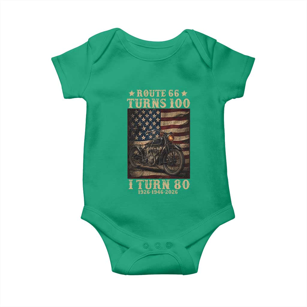Route Highway 66 Turns 100 I Turn 80 Baby Onesie Vintage 1946 American Motorcycle Lover 80th Birthday Gift