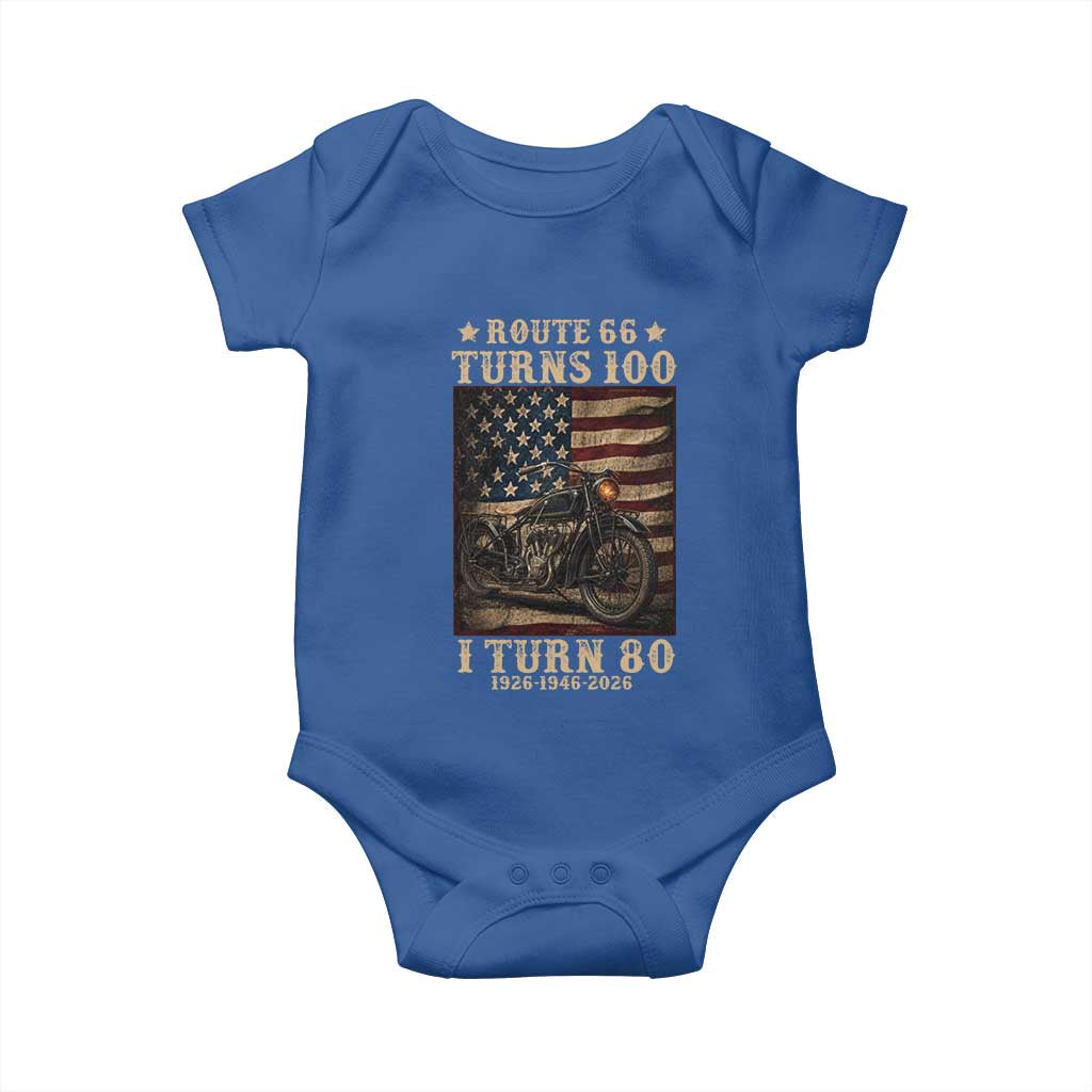 Route Highway 66 Turns 100 I Turn 80 Baby Onesie Vintage 1946 American Motorcycle Lover 80th Birthday Gift