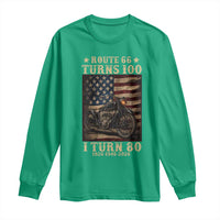 Route Highway 66 Turns 100 I Turn 80 Long Sleeve Shirt Vintage 1946 American Motorcycle Lover 80th Birthday Gift