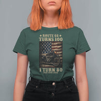 Route Highway 66 Turns 100 I Turn 80 T Shirt For Women Vintage 1946 American Motorcycle Lover 80th Birthday Gift
