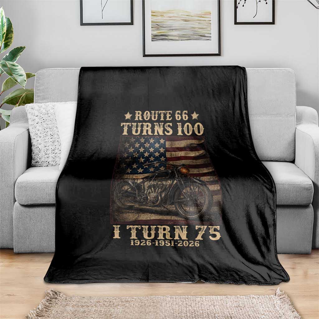 Route Highway 66 Turns 100 I Turn 75 Throw Blanket Vintage 1951 American Motorcycle Lover 75th Birthday Gift