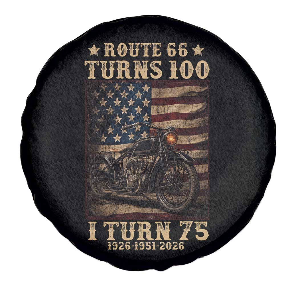 Route Highway 66 Turns 100 I Turn 75 Spare Tire Cover Vintage 1951 American Motorcycle Lover 75th Birthday Gift