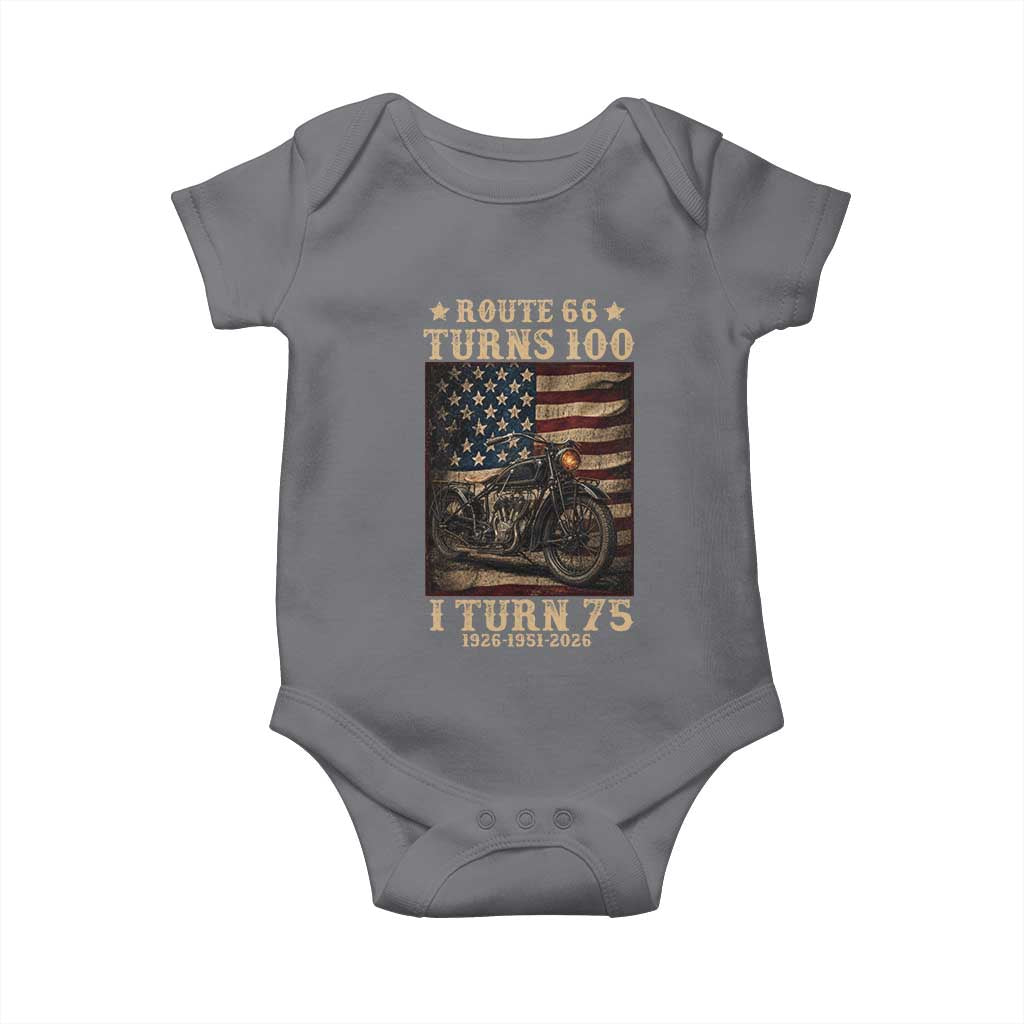 Route Highway 66 Turns 100 I Turn 75 Baby Onesie Vintage 1951 American Motorcycle Lover 75th Birthday Gift