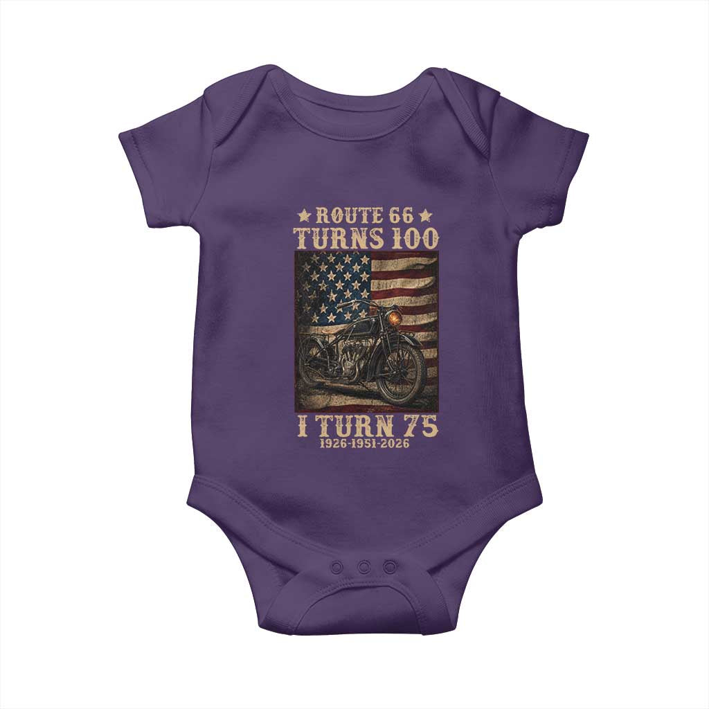 Route Highway 66 Turns 100 I Turn 75 Baby Onesie Vintage 1951 American Motorcycle Lover 75th Birthday Gift
