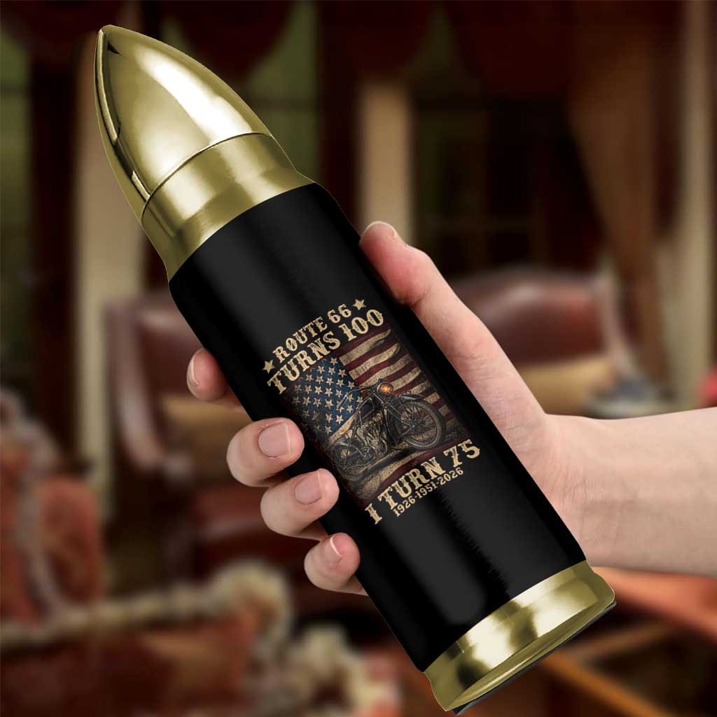 Route Highway 66 Turns 100 I Turn 75 Bullet Tumbler Vintage 1951 American Motorcycle Lover 75th Birthday Gift