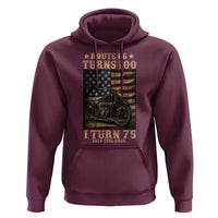 Route Highway 66 Turns 100 I Turn 75 Hoodie Vintage 1951 American Motorcycle Lover 75th Birthday Gift