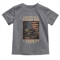 Route Highway 66 Turns 100 I Turn 75 Toddler T Shirt Vintage 1951 American Motorcycle Lover 75th Birthday Gift