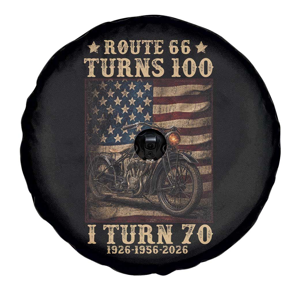Route Highway 66 Turns 100 I Turn 70 Spare Tire Cover Vintage 1956 American Motorcycle Lover 70th Birthday Gift