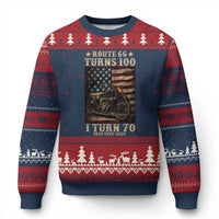 Route Highway 66 Turns 100 I Turn 70 Ugly Christmas Sweater Vintage 1956 American Motorcycle Lover 70th Birthday Gift
