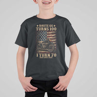 Route Highway 66 Turns 100 I Turn 70 T Shirt For Kid Vintage 1956 American Motorcycle Lover 70th Birthday Gift